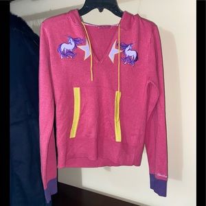 Heatherette pink unicorn sweater large